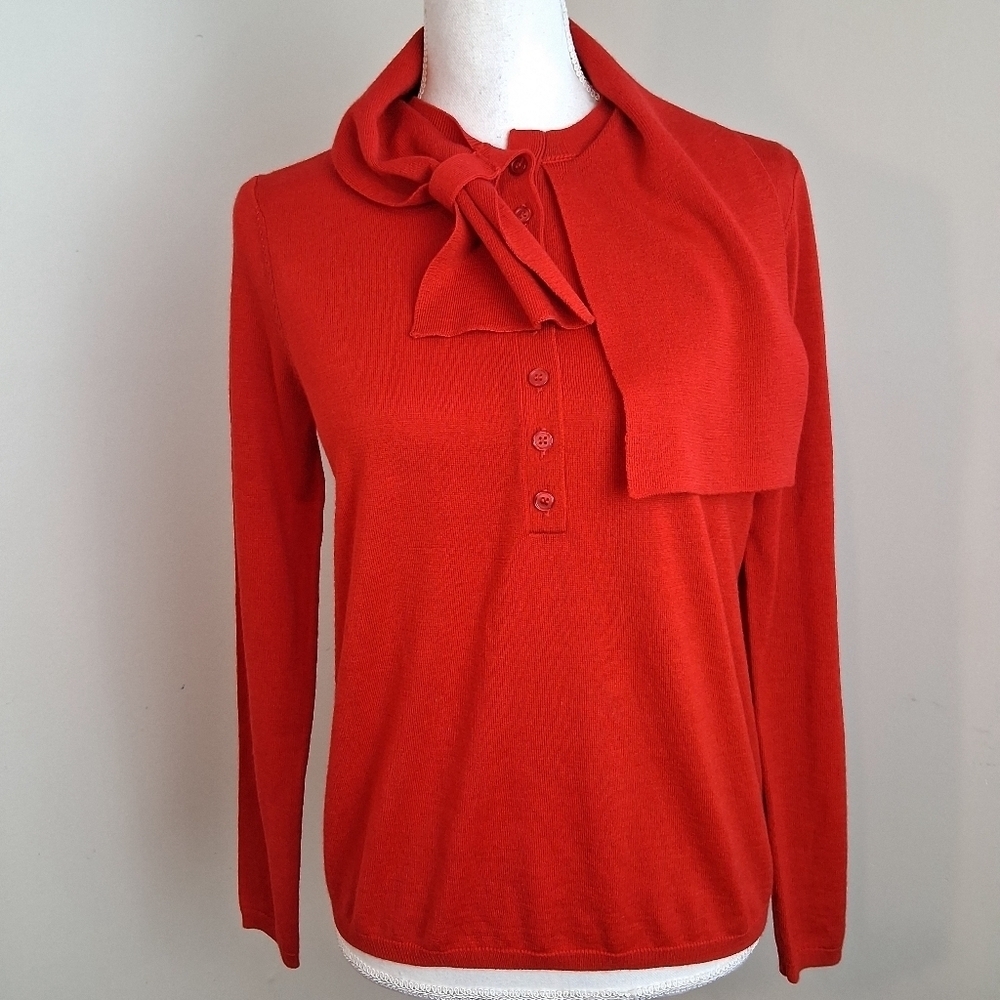 Dior Uniforms Red Wool Blouse with Scarf Detail Size Medium